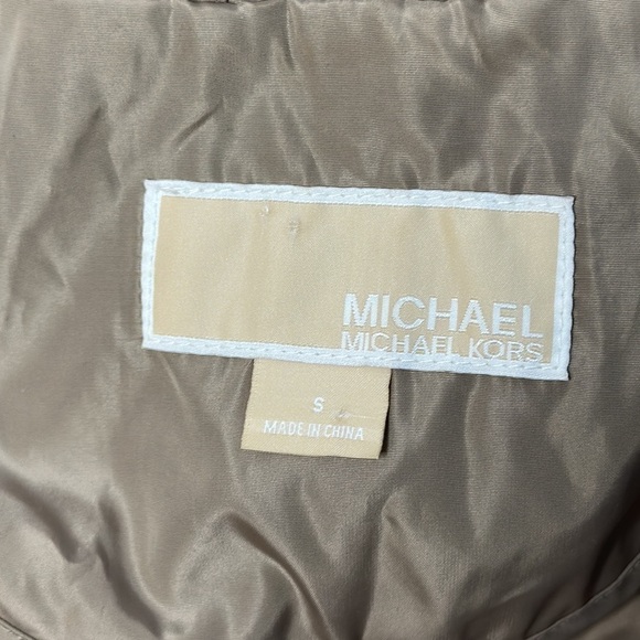 Michael Kors Anorak Brown Gold Zip Up Hooded Ruched Back Rain Jacket Small - Picture 7 of 9